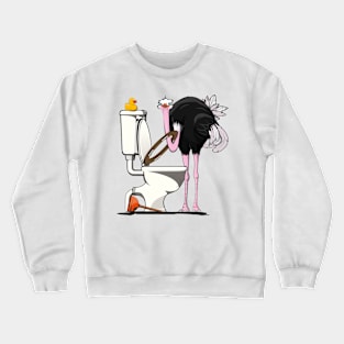 Ostrich on the Toilet Crewneck Sweatshirt